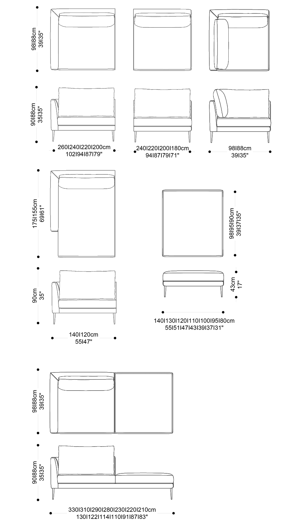 Image of the complete dimensions of the product